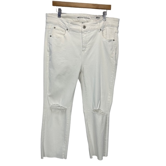 INC Denim High Rise Straight Leg Jeans - White - size 14W - Picture 1 of 12